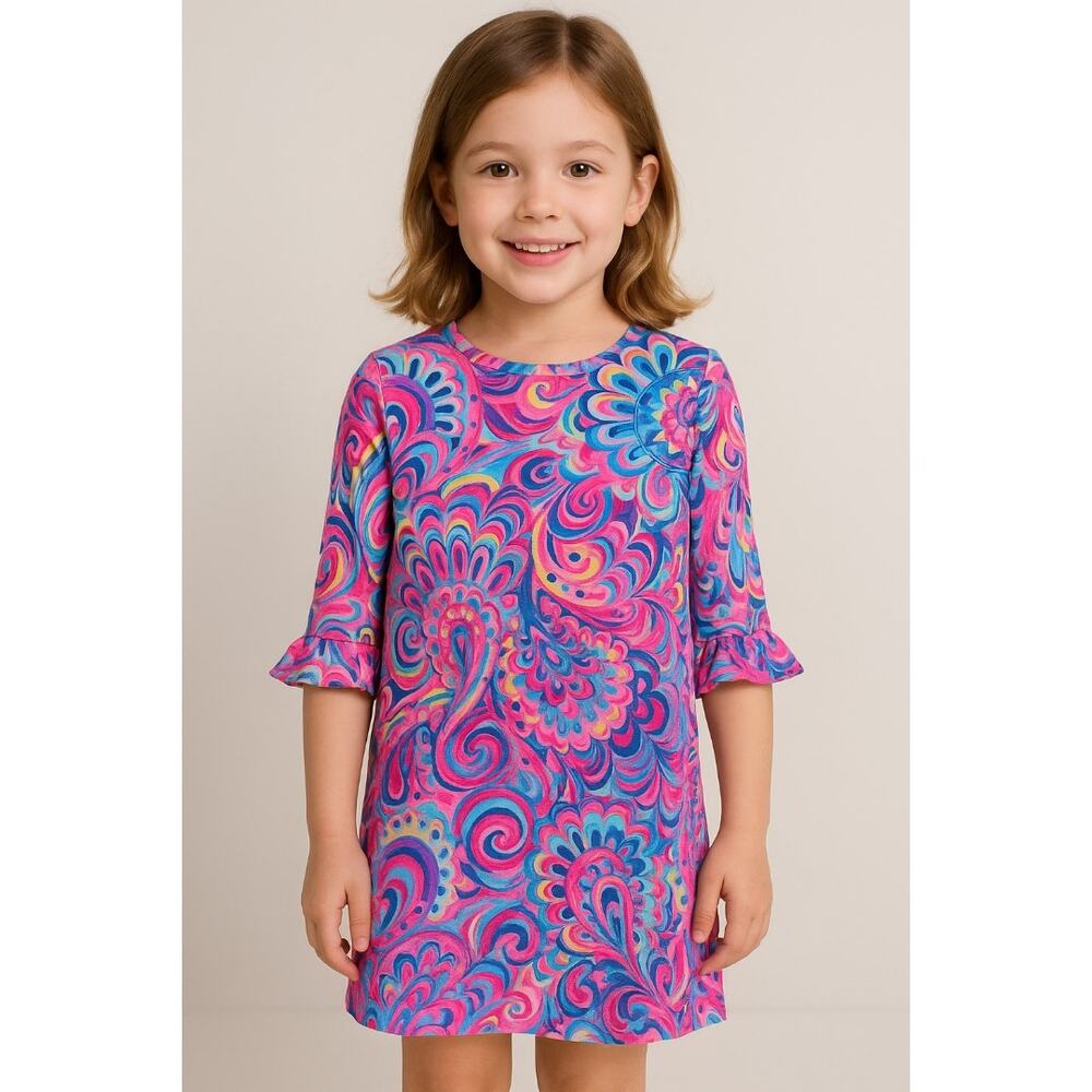 Lilly Pulitzer Girls Sophie Dress in Psychedelic Sunshine